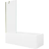 Vonia Mexen Cubik su apdaila ir stiklo sienele, 160x70 cm + 70 cm, Baltas+Gold/Transparent
