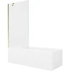 Vonia Mexen Cubik su apdaila ir stiklo sienele, 170x70 cm + 90 cm, Baltas+Gold/Transparent