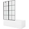 Vonia Mexen Cubik su apdaila ir stiklo sienele, 170x70 cm + 120 cm, Baltas+Juodas grid