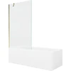 Vonia Mexen Cubik su apdaila ir stiklo sienele, 150x70 cm + 100 cm, Baltas+Gold/Transparent