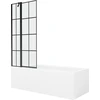 Vonia Mexen Cubik su apdaila ir stiklo sienele, 170x70 cm + 80 cm, Baltas+Juodas grid