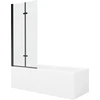 Vonia Mexen Cubik su apdaila ir stiklo sienele, 150x70 cm + 80 cm (II), Baltas+Juodas/Transparent