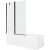 Vonia Mexen Cubik su apdaila ir stiklo sienele, 150x70 cm + 120 cm, Baltas+Juodas/Transparent