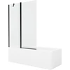 Vonia Mexen Cubik su apdaila ir stiklo sienele, 170x70 cm + 120 cm, Baltas+Juodas/Transparent