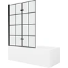Vonia Mexen Cubik su apdaila ir stiklo sienele, 150x70 cm + 120 cm (II), Baltas+Juodas grid