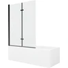 Vonia Mexen Cubik su apdaila ir stiklo sienele, 160x70 cm + 120 cm (II), Baltas+Juodas/Transparent