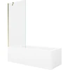 Vonia Mexen Cubik su apdaila ir stiklo sienele, 150x70 cm + 80 cm, Baltas+Gold/Transparent