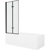 Vonia Mexen Cubik su apdaila ir stiklo sienele, 170x70 cm + 80 cm (II), Baltas+Juodas frame