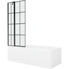 Vonia Mexen Cubik su apdaila ir stiklo sienele, 150x70 cm + 80 cm, Baltas+Juodas grid