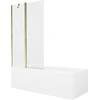 Vonia Mexen Cubik su apdaila ir stiklo sienele, 150x70 cm + 100 cm, Baltas+Gold/Transparent
