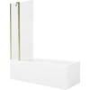 Vonia Mexen Cubik su apdaila ir stiklo sienele, 150x70 cm + 80 cm, Baltas+Gold/Transparent
