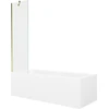 Vonia Mexen Cubik su apdaila ir stiklo sienele, 160x70 cm + 50 cm, Baltas+Gold/Transparent