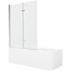 Vonia Mexen Cubik su apdaila ir stiklo sienele, 170x70 cm + 120 cm (II), Baltas+Chrome/Transparent