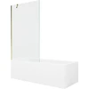 Vonia Mexen Cubik su apdaila ir stiklo sienele, 170x70 cm + 100 cm, Baltas+Gold/Transparent