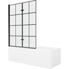 Vonia Mexen Cubik su apdaila ir stiklo sienele, 160x70 cm + 120 cm (II), Baltas+Juodas grid