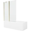 Vonia Mexen Cubik su apdaila ir stiklo sienele, 150x70 cm + 120 cm, Baltas+Gold/Transparent