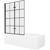 Vonia Mexen Vega su apdaila ir stiklo sienele, 150x70 cm + 120 cm (II), Baltas+Juodas grid
