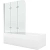 Vonia Mexen Vega su apdaila ir stiklo sienele, 150x70 cm + 120 cm, baltas+III/fold/chrome