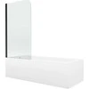 Vonia Mexen Vega su apdaila ir stiklo sienele, 170x70 cm + 70 cm, baltas+I/swing/juodas
