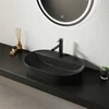 Muvu Juoda keraminė ovalo formos antstatinė praustuvė su skyle, didelė, 60 cm