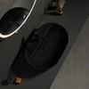 Muvu Juoda keraminė ovalo formos antstatinė praustuvė su skyle, didelė, 60 cm