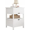 Muvu Praktiška balta naktinė spintelė su 2 stalčiais, loft stiliaus, 45 cm