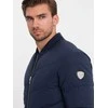 Blue Vyriška dygsniuota bomber striukė su metaliniais užtrauktukais – tamsiai mėlyna v2 om-jalp-0143