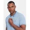 Blue Polo marškinėliai - mėlyni melanžo v3 om-poss-0109