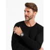 CLASSIC Klasikinis vyriškas megztinis su apvalia iškirpte - juodas v2 om-swbs-0106