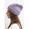Moteriška žieminė vilnonė kepurė su pynimo raštu K428 violetinė