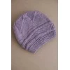 Moteriška žieminė vilnonė kepurė su pynimo raštu K428 violetinė