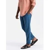 Denim Lininio mišinio chino stiliaus susukamos kelnės - mėlyno džinso v5 om-pacp-0198