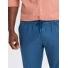 Denim Lininio mišinio chino stiliaus susukamos kelnės - mėlyno džinso v5 om-pacp-0198