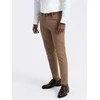 CLASSIC Vyriškos klasikinio kirpimo chino kelnės su smulkia tekstūra - rudos v2 om-pacp-0190