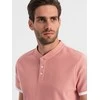 Pink Vyriški polo marškinėliai be apykaklės – rožiniai V7 OM-TSCT-0156
