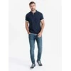 Cotton vyriški medvilniniai polo marškinėliai – tamsiai mėlyni v4 om-poss-0113