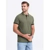 Cotton vyriški medvilniniai polo marškinėliai – alyvuogių spalvos v6 om-poss-0113