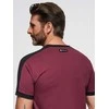 Cotton vyriški medvilniniai marškinėliai su kontrastingais įdėklais - bordo v2 s1632