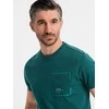 Cotton vyriški medvilniniai marškinėliai su kišene – jūrų mėlyna v5 om-tspt-0154