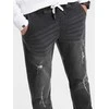 Denim Vyriškos džinsinės JOGGER kelnės su įbrėžimais – juodos V2 OM-PADJ-0150