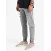 Denim Vyriškos džinsinės JOGGERS kelnės su įbrėžimais – šviesiai pilkos V4 OM-PADJ-0150