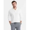 Collar vyriški ilgarankoviai marškinėliai su polo apykakle – balti v1 om-pobl-0114