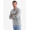Collar Vyriški ilgomis rankovėmis marškinėliai su polo apykakle – pilko melanžo v4 om-pobl-0114