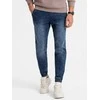 Vyriškos marbled denim joggery pants - dark mėlynas v1 om-padj-0133