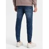 Vyriškos marbled denim joggery pants - dark mėlynas v1 om-padj-0133