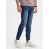 Vyriškos marbled denim joggery pants - dark mėlynas v1 om-padj-0133