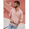 Pink vyriški įprasto kirpimo marškiniai su kišene – rožiniai v5 om-shcs-0148
