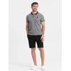 Vyriški SLIM FIT šortai iš struktūrinio megzto audinio – juodi V2 OM-SRCS-0126