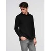 Collar Vyriškas struktūruotas megztinis su polo apykakle – juodas V8 OM-SSNZ-0149
