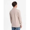 Collar Vyriškas struktūruotas megztinis su polo apykakle – smėlio spalvos V2 OM-SSNZ-0149